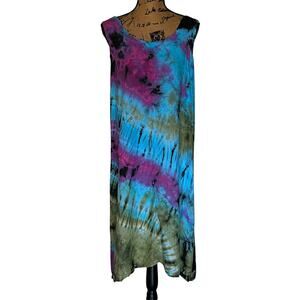 Flash Back Unlimited Sleeveless Rayon Tie Dye Midi Dress Women’s XXL
